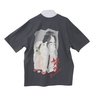 Prime Essentials Mens Graphic T Shirt Samurai Print Charcoal Gray Medium